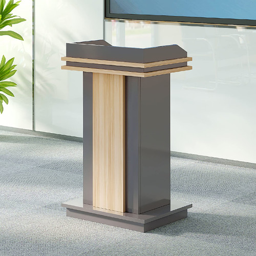JIANSMZ Portable Wooden Lectern Podium Stand - Floor Standing Speaking Desk for Churches Auditoriums & Events Elegant Hostess Station Durable Design (No Drawer)