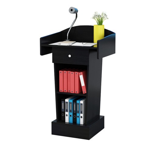 JIANSMZ Modern Floor Standing Lectern Podium for Church & School Black Pulpit Stand for Office Speeches Simple & Stylish Design Durable Presentation Furniture 45x40x110cm