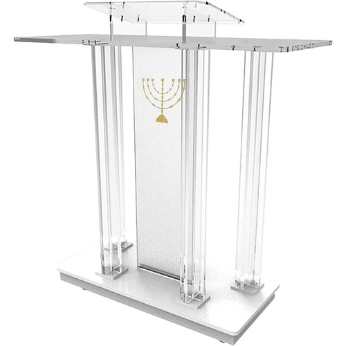 EliteBloom Lectern Podium Stand, Acrylic Pulpit Church Pulpit Church Podium - Rolling Pulpit Table Transparent Acrylic with Wheels, Led Lectern Pulpit On Casters, Reception Guest Tabl,