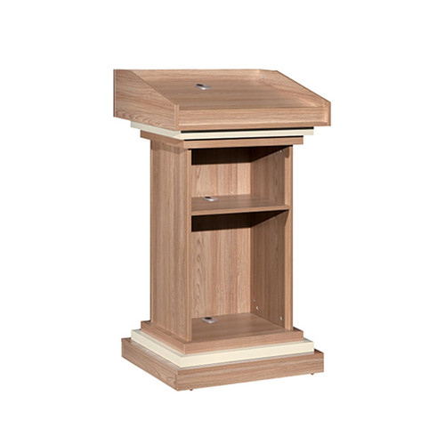 Podium Stand Wood, Solid Wood White Podium Pulpit for Church, Church Lecterns & Podiums with Tilted Desktop, Lectern Stand with Large Storage Area and Organized Wire Holes
