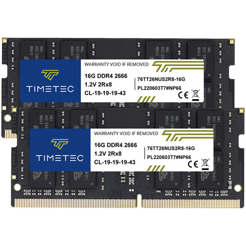 Timetec 32GB KIT (2x16GB) DDR4 2666MHz (PC4-2666V) PC4-21300 SODIMM Laptop RAM – 260-Pin 1.2V CL19 Non-ECC Unbuffered Memory Module for Laptop, Notebook, Mini PC, All-in-One