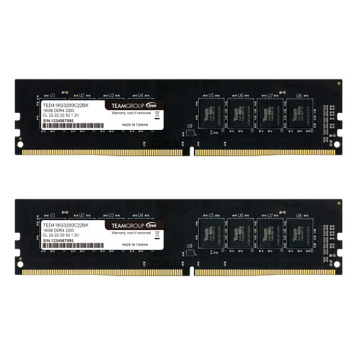 TEAMGROUP Elite DDR4 32GB Kit (2 x 16GB) 3200MHz (PC4-25600) CL22 Unbuffered Non-ECC 1.2V UDIMM 288 Pin PC Computer Desktop Memory Module Ram Upgrade - TED432G3200C22DC01