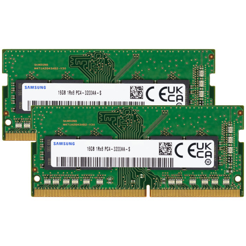 Samsung 32GB (2x16GB) DDR4 3200MHz PC4-25600 (PC4-3200AA) CL22 SODIMM 1Rx8 Single Rank 1.2V 260-Pin Laptop, Notebook RAM Memory