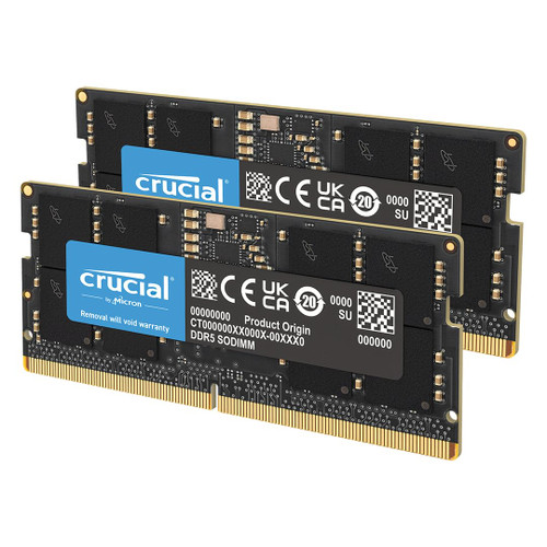 Crucial 64GB DDR5 RAM, 5200MHz (or 4800MHz) Laptop Memory Kit, SODIMM 262-Pin, Compatible with 13th Gen Intel Core and AMD Ryzen 7000 - CT2K32G52C42S5