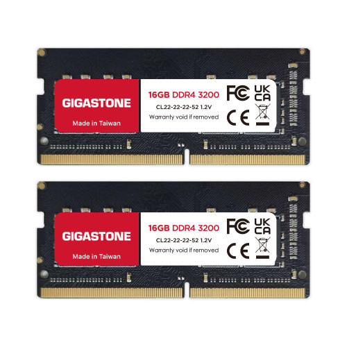 【DDR4 RAM Laptop Only】 GIGASTONE 32GB Kit (2x16GB) DDR4 3200MHz (2933MHz or 2666MHz) PC4-25600 (PC4-23400, 21300) CL22 1.2V SODIMM 260 Pin Unbuffered Non ECC High Performance Notebook Memory Upgrade