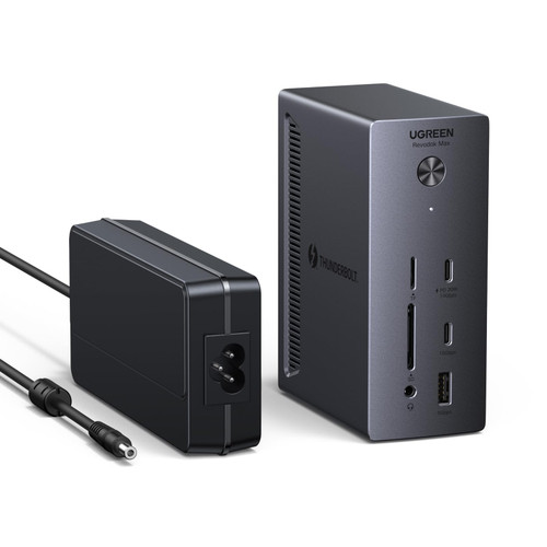 UGREEN Revodok Max 13-in-1 Thunderbolt 4 Docking Station, 40Gbps with 3×TBT4 (Dual 4K@60Hz max), 180W Total Power (96W Laptop Charging), 1Gbps Ethernet, SD/TF 3.0, 3.5mm Audio