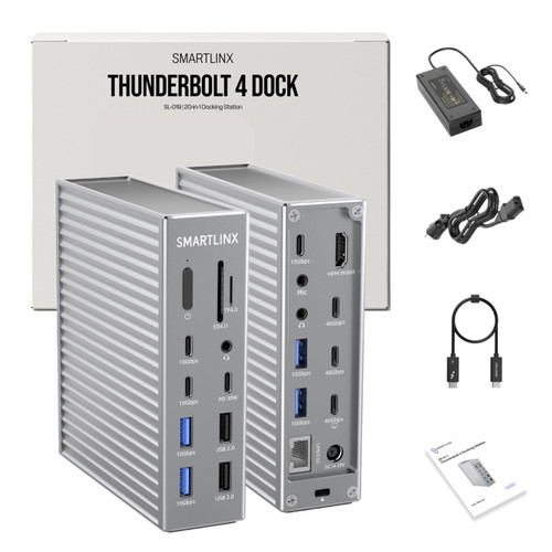 Thunderbolt 4 Dock – 21-Ports Laptop Docking Station Dual Monitor for MacBook Air/Pro (M1–M4), Windows & Chrome – Dual 4K or Single 8K Display, 40Gbps Speed, 90W Charging, USB-C/A Hub