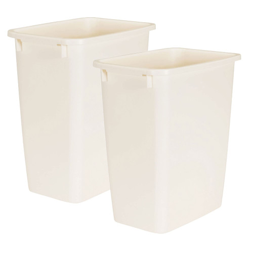 Rubbermaid 21 Quart Traditional Rectangular Plastic Open Wastebasket Trash Can for Kitchen, Bathroom, and Home Office, Bisque (2 Pack)