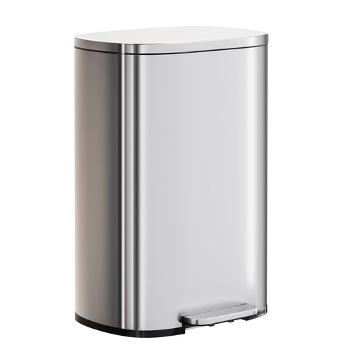 PayLessHere Trash Can with Lid, 13 Gallon (50L) Stainless Steel Kitchen & Office Recycling Bin with Foot Pedal Soft Close & Inner Bucket