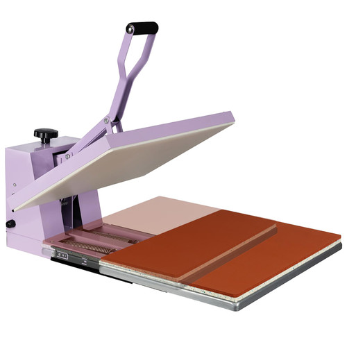 16x24 Manual Heat Press Machine with Slide-Out Base, 2000W Clamshell Heat Press for T-Shirts, Sublimation, Vinyl, and More (Purple)