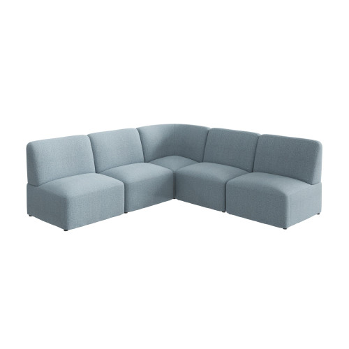 Bush Business Furniture Modular 5 Seater L Shaped Sectional Lounge Sofa, Guest Seating for Lobby or Reception Area, Assemble Collection, Mist Fabric