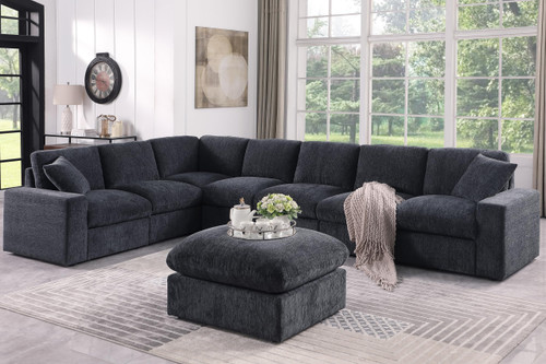 Ball & Cast 146" Oversized Modular L-Shaped Sectional Sofa,Large Chenille Upholstered Couch 8 Seat with Movable Ottoman&2 Pillows,Comfty Sectionals W/Wide Armrest&Deep Seat,for Living Room,Dark Gray