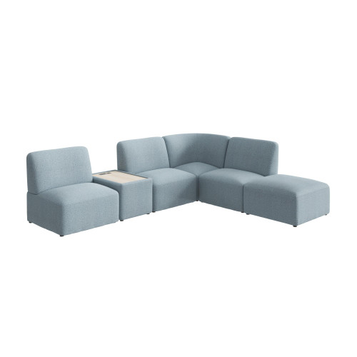 Bush Business Furniture Modular 5 Seater L Shaped Sectional with Charging Station, Guest Seating for Lobby or Reception Area, Assemble Collection, Mist Fabric