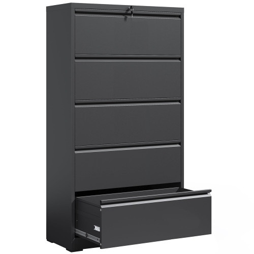 OPTYMIRA Locking File Cabinet with 5 Drawer Heavy Duty Large Metal Filing Cabinet Home Office Lateral File Cabinets Wide Steel Cabinets for Legal/Letter Size Files,Assembly Required