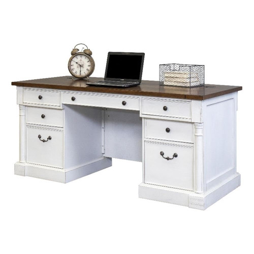 Martin Furniture Durham Double Pedestal Executive Desk, White