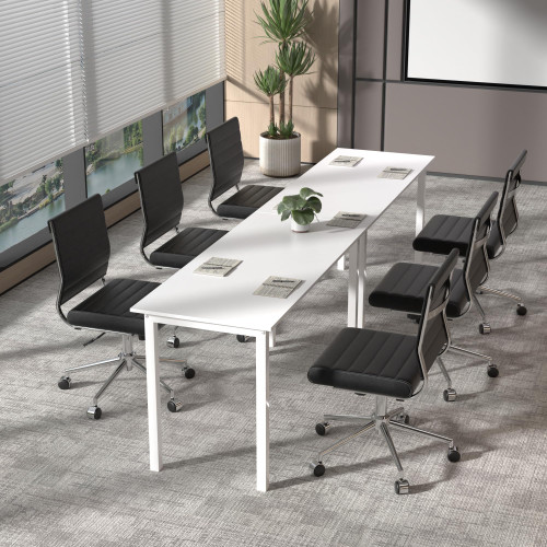 Okeysen Conference Room Table Set of 2, Modern Office Meeting Table, Rectangle Meeting Seminar Desk for Boardroom, Long Business Tables (White, 55.12"x23.62"x29.53")