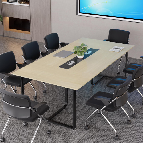 LayBurst 8FT Conference Table,94.4 L x 47.2 W x30.7 H Meeting Seminar Table with Grommet,Stability Enhancement,Large Conference Room Table for Office Meeting (Wood)