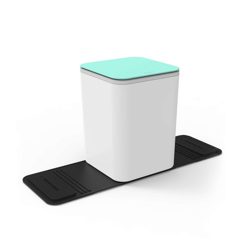 Delletir Mini Car Trash Can with Press Lid, Leakproof One-Piece Design, ABS Plastic Garbage Bin with Stainless Steel Spring for Auto Interior (White)