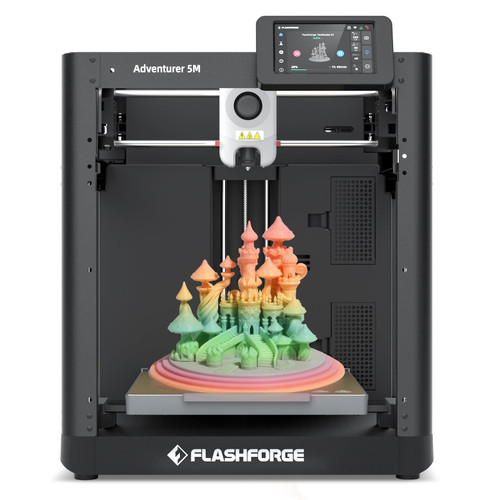 Flashforge Adventurer 5M 3D Printer for Beginners, 600mm/s Fast Printing, Direct Drive (280°C), Auto-Leveling, 8.7"x8.7"x8.7" PEI Build Plate - Ideal for Home, School & Makers