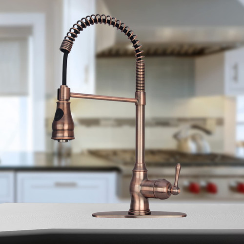 Faucet, Single Level Solid Brass Kitchen Sink Faucets with Pull Down Sprayer