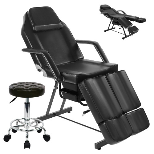 Massage Headrest Table with Rolling Stool, Split Legs Design