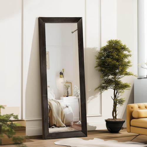 Full Length Mirror 58"x22" - Solid Wood Frame, Wall Mounted or Leaning for Bedroom