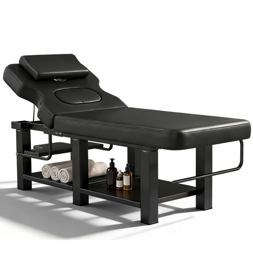 Massage Table, Wide Spa Facial Bed with Backrest, Metal Frame