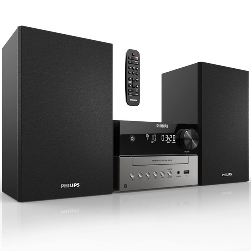 Philips Bluetooth Stereo System for Home with CD Player for Home, Wireless Streaming, MP3, USB