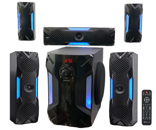 Rockville HTS56 1000W 5.1 Channel Home Theater System, Bluetooth, USB, 8" Subwoofer, LED Light Effects, Remote Control