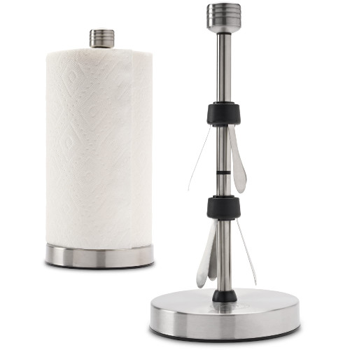 Heavy-Duty Stainless Steel Paper Towel Holder - Easy One-Handed Tear with Suction Cups
