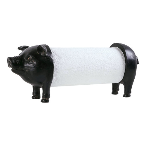 NIKKY HOME Pig Paper Towel Holder Black Vintage Decorative Animal Tissue Towel Display Stand