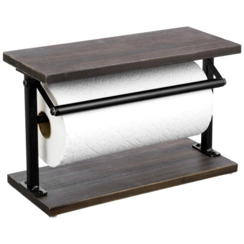 MyGift Kitchen Countertop Paper Towel Holder and Condiment Display Shelf Rack