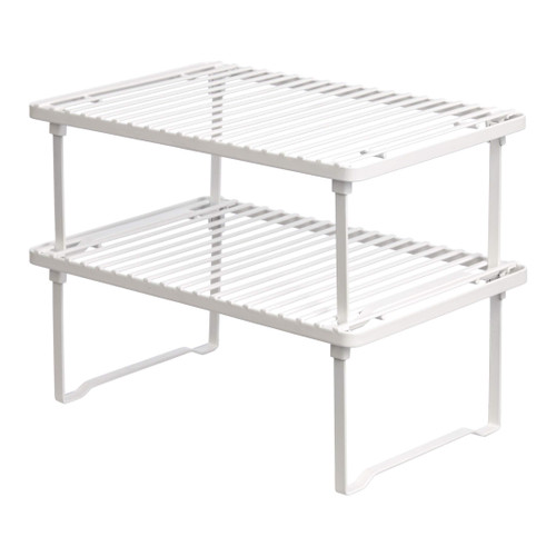 Organizer Shelves for Dishes, Pantry Organization, 12.5" L x 8" D x 4.5" H, Set of 2, White