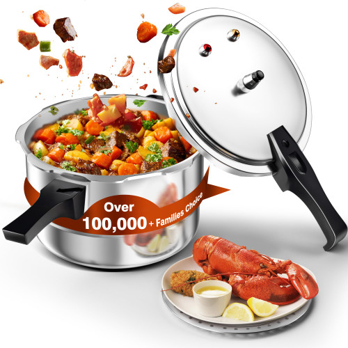 WantJoin 11Qt Aluminum Pressure Cooker w/Release Valve & Multiple Protective Devices