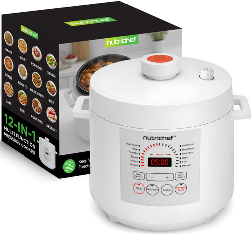 NutriChef 6 Quart Electric Pressure Cooker | 12 Function Digital Countertop Pressure Cooker