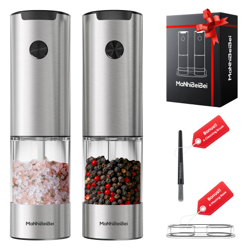 Electric Salt and Pepper Grinder Set One-hand Operated