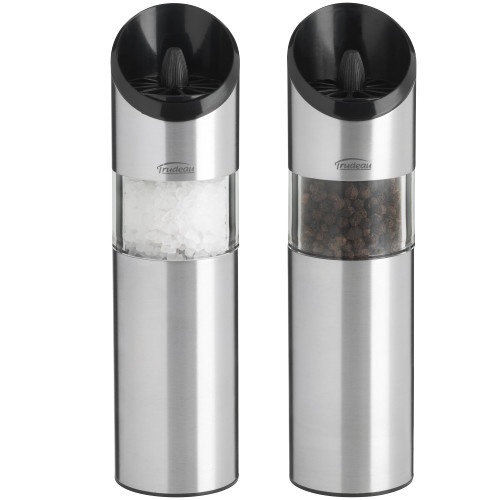 Trudeau Graviti Battery Operated Salt & Pepper Mill Set (Silver)