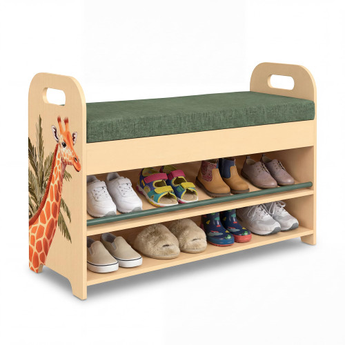 oddler Shoe Rack with Bench Seat & Hidden Storage, Solid Pine Wood