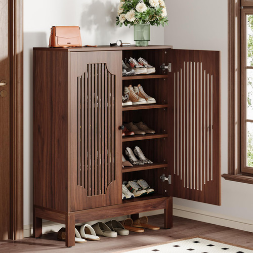 hoe Cabinet with Doors, 5-Tier Shoe Storage Cabinet with Adjustable