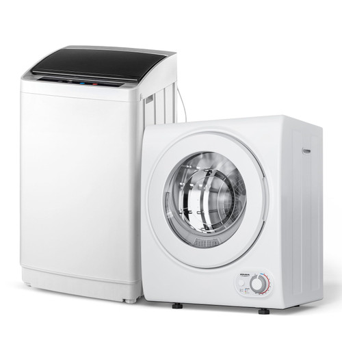 Automatic Washing Machine and 1.5CuFt Portable Clothes Dryer Set, Compact Laundry