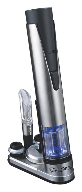Wine Enthusiast 2-in-1 Electric Blue Automatic Wine Bottle Opener