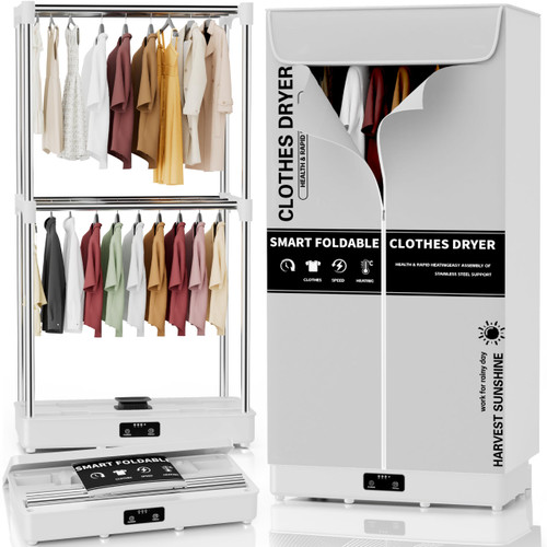 Dryer, Portable Foldable Drying Machine with Timer, Easy Carry Laundry Drying Wardrobe