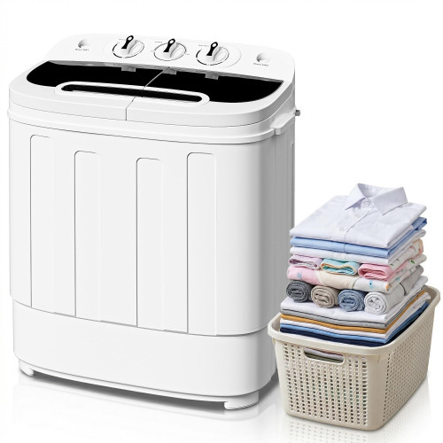 Portable Washer Wash and Spin Cycle Combo, Built-in Gravity Drain for Camping