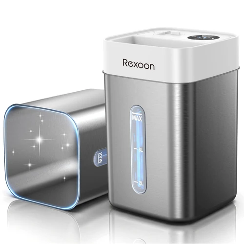 4.6L/1.2Gal Stainless Steel Humidifier for Bedroom, Top Fill Ultrasonic Cool Mist Humidifier Dishwasher Safe, Ultra-Low Noise