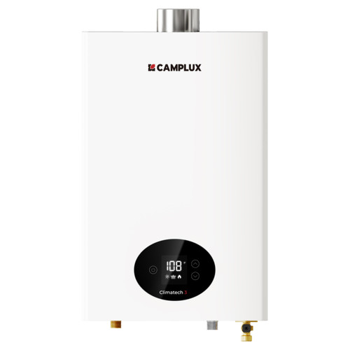 CAMPLUX Climatech 3 Tankless Water Heater Gas, 65,000 BTU Natural Gas Tankless Water Heater Indoor, Tankless Gas Water Heaters 2.64 GPM, CX264, White