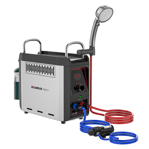 CAMPLUX Nano 3 Portable Propane Water Heater with Pump Kit, Compact & Lightweight Design, Quick Connect Pump Cables & Extension Hoses, Outdoor Camping Shower for Off-Grid Cabin, Hiking, RV