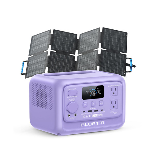 BLUETTI Elite 30 V2 Solar Generator with 60W Solar Panel (Ships Separately), 288Wh LiFePO4 Portable Power Station, 600W AC Ports (1500W Power Lifting), UPS Backup Power for Camping, Road Trip, Outage