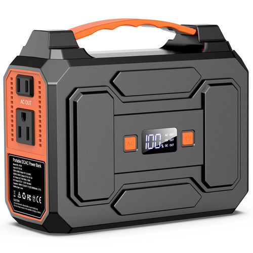 Portable Power Station Bank 146Wh 200W Peak(100W Rated), Solar Powered Power Bank with AC Outlet 110V for Camping, Solar Charger Power Bank Battery Pack 39600mAh for Home Outdoor Emergency