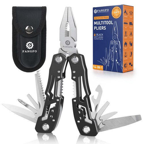 14-In-1 Multitool with Safety Locking, Professional Stainless Steel Multitool Pliers Pocket Knife, Bottle Opener, Screwdriver with Nylon Sheath ，Apply to Survival,Camping, Hunting and Hiking 10 Pcs