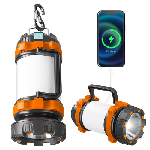 AlpsWolf Camping Lantern Rechargeable , Alpswolf Camping Flashlight 4000 Capacity, 6 Modes, IPX4 Waterproof, Led Lantern Camping, Hiking, Outdoor Recreations (1pack-Orange)